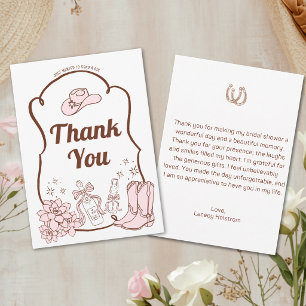 Western Cowgirl Bridal Shower Hand Drawn Thank You Card
