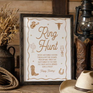 Western Cowgirl Bridal Shower Ring Hunt Game Poster