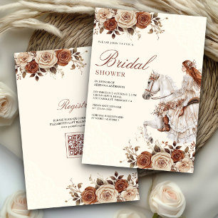 Western Cowgirl Bride Riding Horse Bridal Shower Invitation