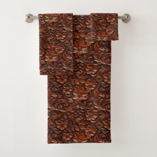 Western Cowgirl Brown Floral Bath Towel Set