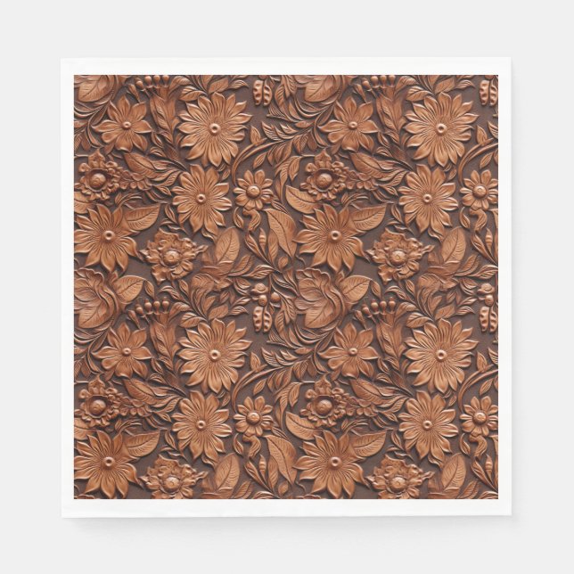 Western Cowgirl Brown Floral  Napkin (Front)