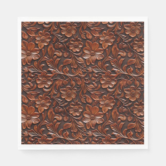 Western Cowgirl Brown Floral Napkin (Front)