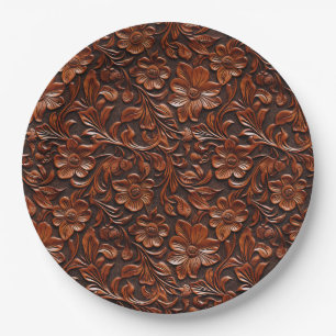 Western Cowgirl Brown Floral Paper Plate