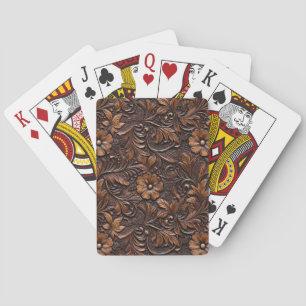 Western Cowgirl Brown Flowers Playing Cards