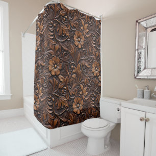Western Cowgirl Brown Flowers Shower Curtain