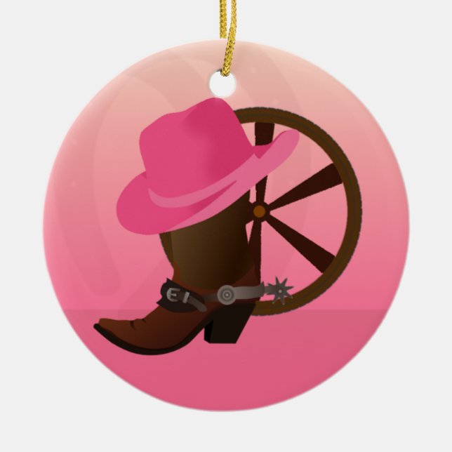 Western Cowgirl Christmas Ornament (Front)