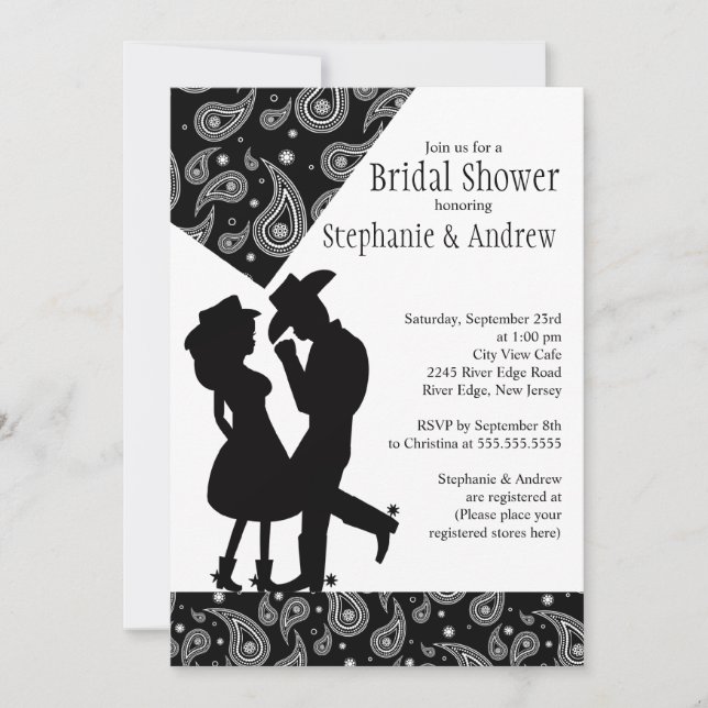 Western Cowgirl couple Bridal Shower Invitation (Front)