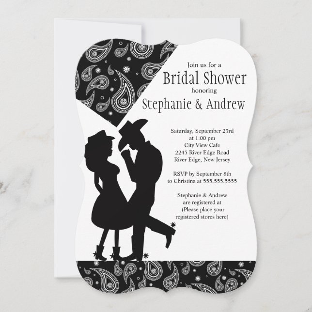 Western Cowgirl couple Bridal Shower Invitation (Front)