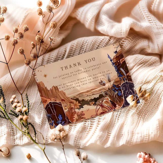 Western Cowgirl Cowboy First Birthday Thank You Card (Creator Uploaded)