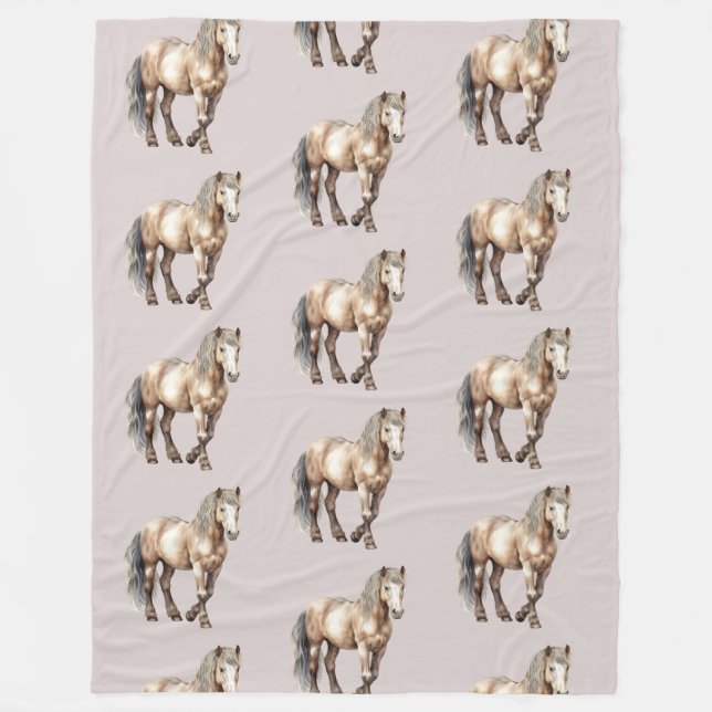 Western Cowgirl Cowboy Horses Fleece Blanket (Front)