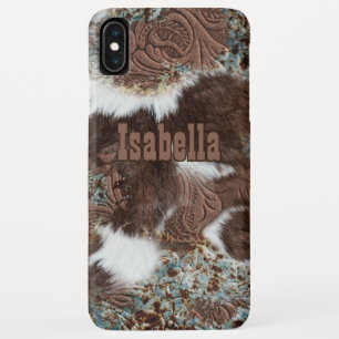 Western Cowgirl Cowhide Brown Leather  iPhone XS Max Case