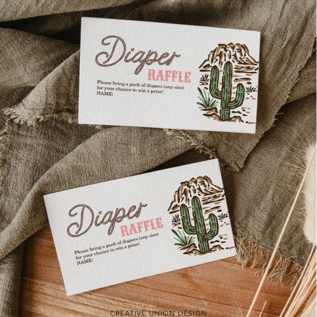 Western Cowgirl Diaper Raffle Baby Shower Card (Creator Uploaded)