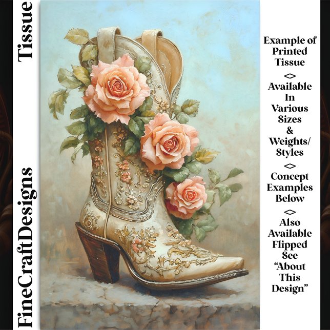 Western Cowgirl Fashion Boot Roses DF9R Decoupage Tissue Paper (Creator Uploaded)