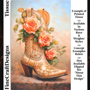 Western Cowgirl Fashion Boot Roses DF9RF Decoupage Tissue Paper