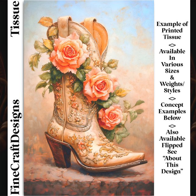 Western Cowgirl Fashion Boot Roses DF9RF Decoupage Tissue Paper (Creator Uploaded)