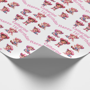 Western Cowgirl First  Birthday Custom  Wrapping Paper
