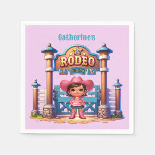 Western Cowgirl First Rodeo Birthday Custom Napkin