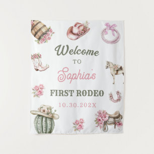 Western Cowgirl First Rodeo Birthday Party Tapestry