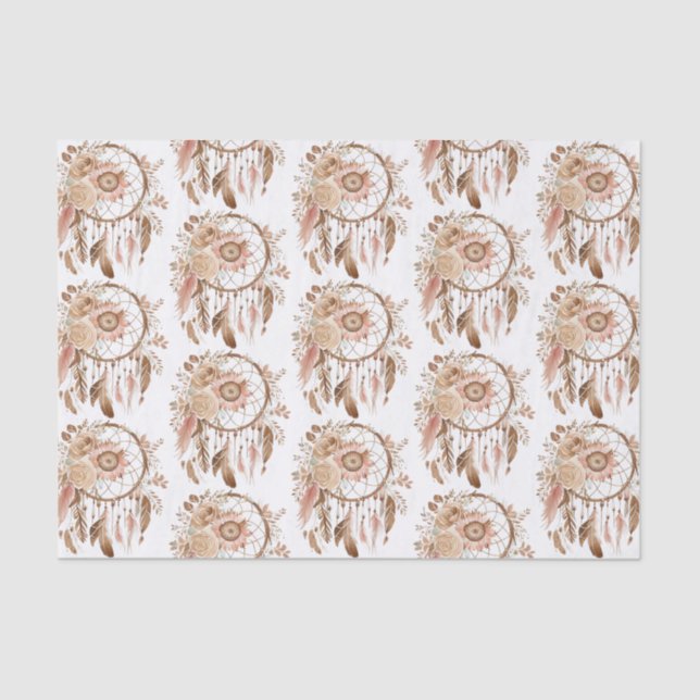 Western Cowgirl Floral Dream Catcher  Birthday Tissue Paper (Front)