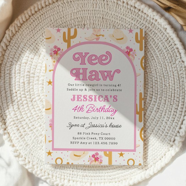 Western Cowgirl Fourth Rodeo 4th Birthday Party Invitation (Creator Uploaded)