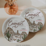Western Cowgirl Girl Baby Shower Paper Plate<br><div class="desc">Get ready to saddle up for a rootin'-tootin' cowgirl baby shower that captures the spirit of the Wild West! This charming design features a playful rope font that weaves its way through hand-illustrated scenes of rodeos and cowgirls, complete with galloping horses and desert landscapes. Perfect for any girl's baby shower,...</div>