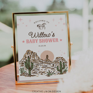 Western Cowgirl Girl Baby Shower Welcome Sign
