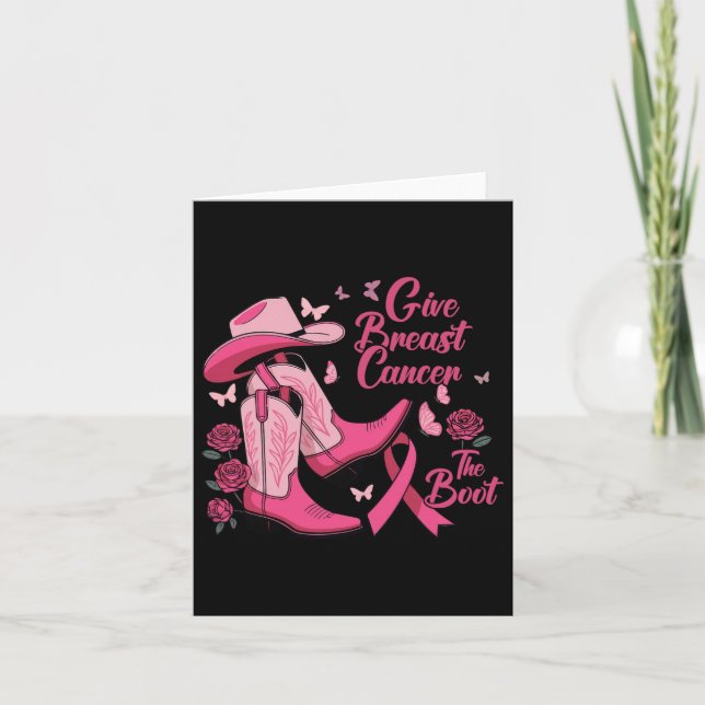 Western Cowgirl Give Breast Cancer The Boot Awaren Card (Front)