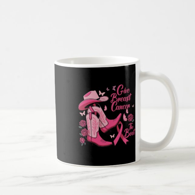 Western Cowgirl Give Breast Cancer The Boot Awaren Coffee Mug (Right)