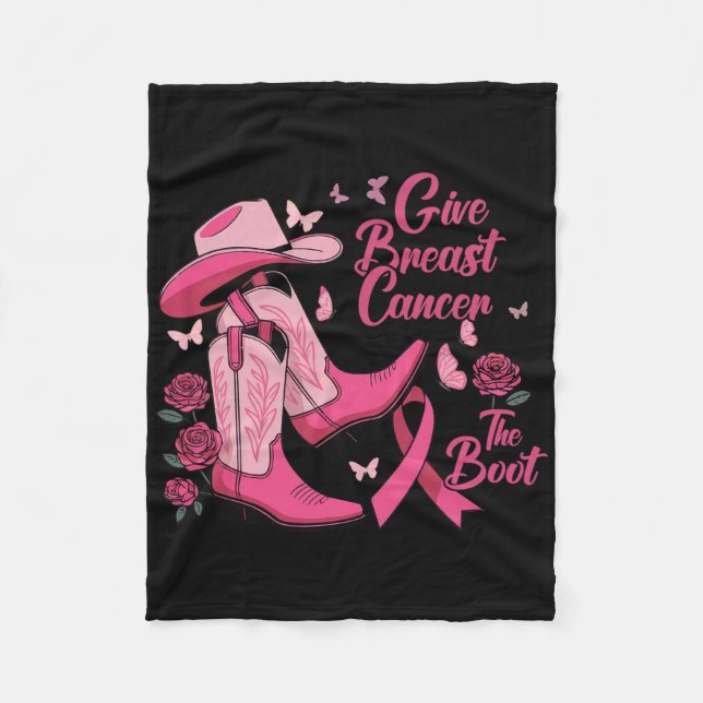 Western Cowgirl Give Breast Cancer The Boot Awaren Fleece Blanket (Front)