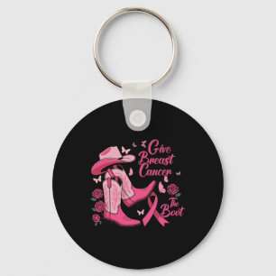 Western Cowgirl Give Breast Cancer The Boot Awaren Key Ring