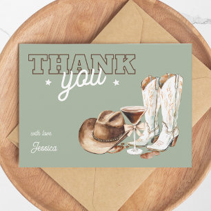 Western Cowgirl Green Dirty Thirty 30th Birthday Thank You Card
