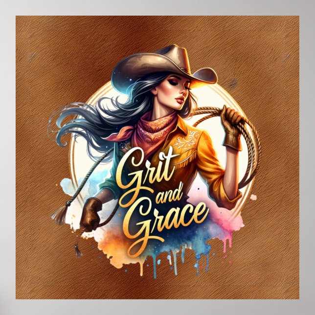 Western cowgirl grit grace  poster (Front)