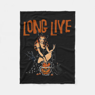 Western Cowgirl Halloween Retro Halloween Witchy Fleece Blanket
