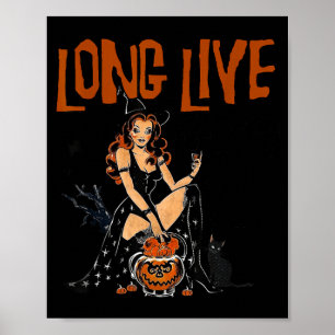 Western Cowgirl Halloween Retro Halloween Witchy Poster