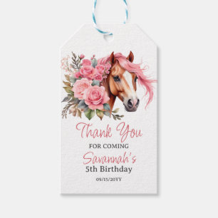 Western Cowgirl Horse Birthday Party Gift Tags