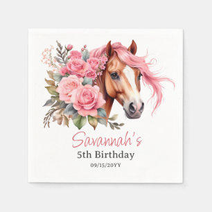 Western Cowgirl Horse Birthday Party Napkin