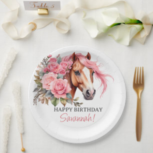 Western Cowgirl Horse Birthday Party Paper Plate