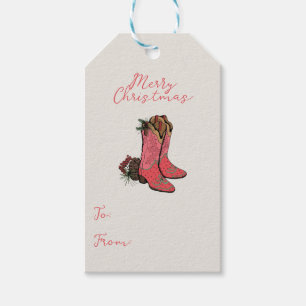 Western Cowgirl Merry Christmas To From Gift Tag