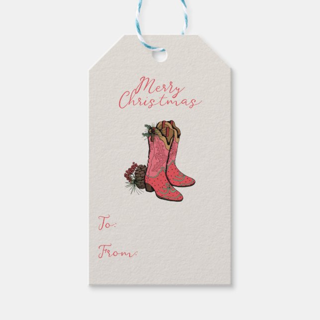Western Cowgirl Merry Christmas To From Gift Tag (Front)