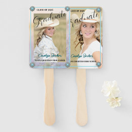 Western Cowgirl Photo Graduation Set of Fans