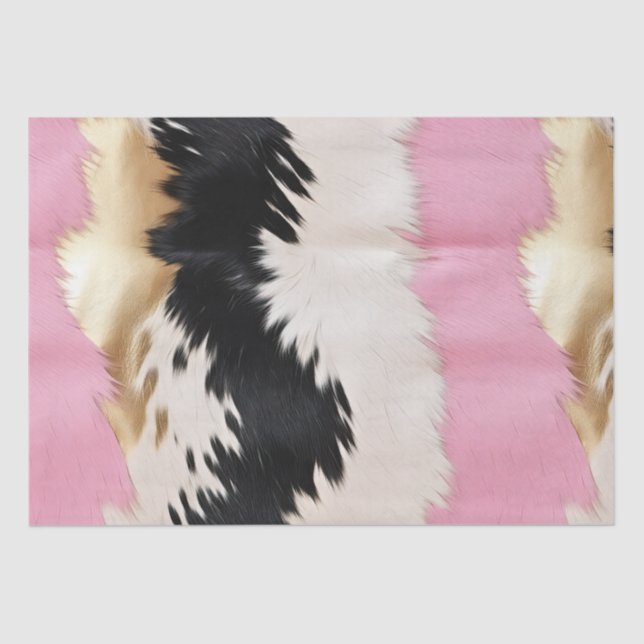 Western Cowgirl Pink Black White Gold Abstract Tissue Paper (Front)