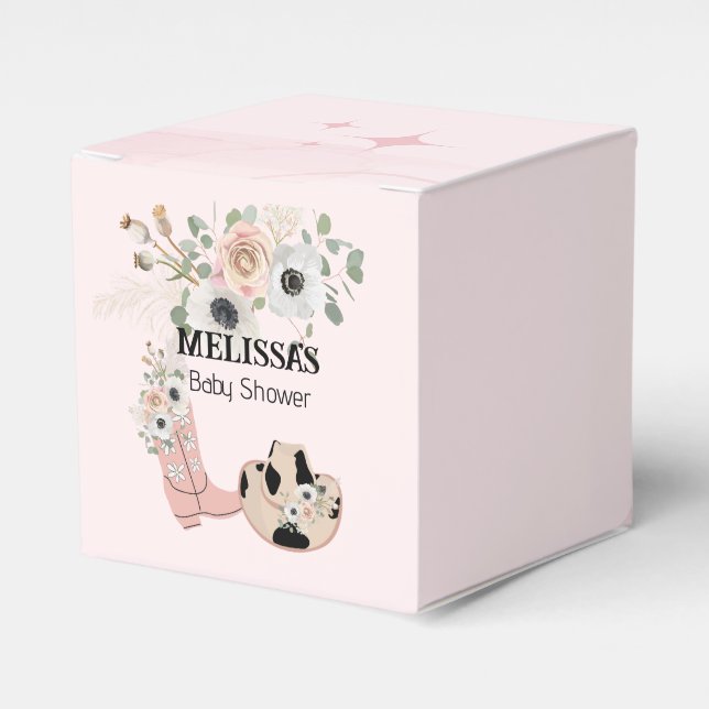 Western Cowgirl Pink Boots Hats Custom Favour Box (Front Side)