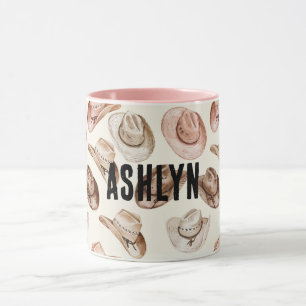 Western Cowgirl Pink Brown Hats  Mug