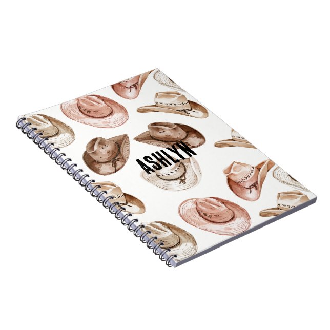 Western Cowgirl Pink Brown Hats  Notebook (Right Side)