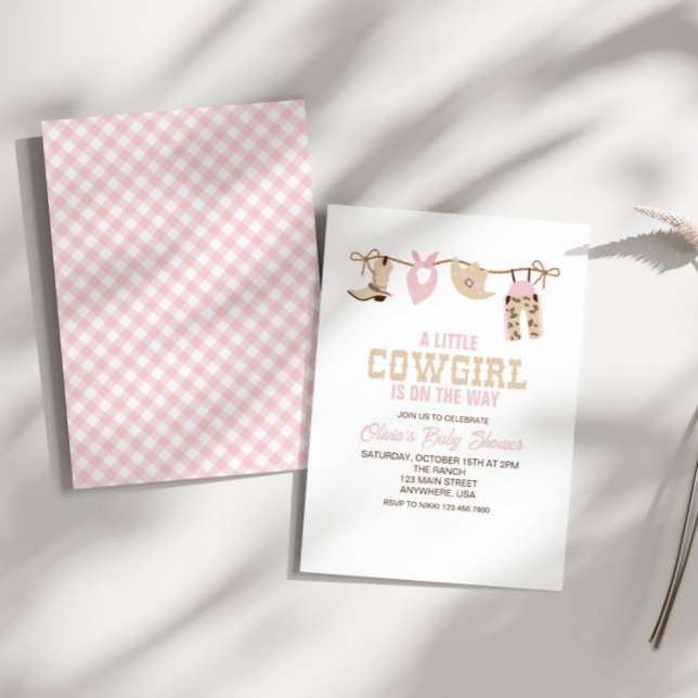 Western Cowgirl Pink Plaid Baby Shower Invitation (Creator Uploaded)