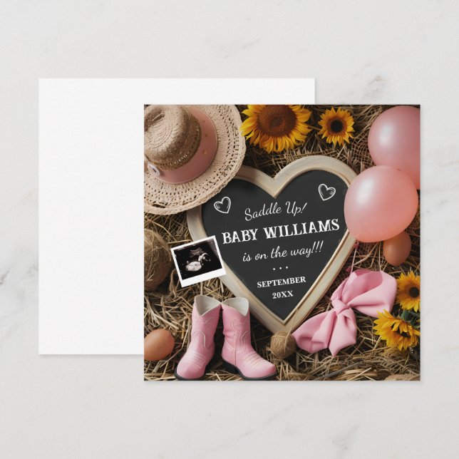 Western Cowgirl Pregnancy Announcement (Front/Back)