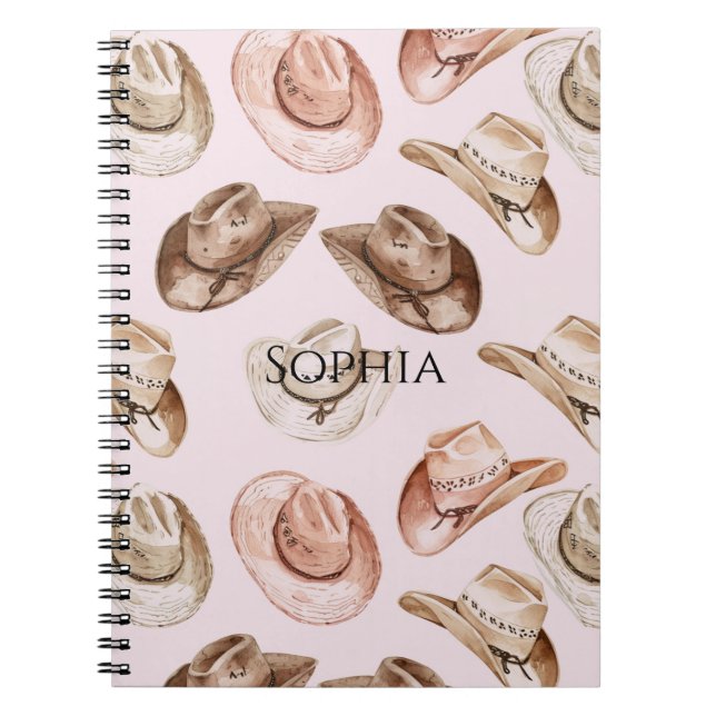 Western Cowgirl Pretty Pink Brown Hats  Notebook (Front)