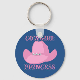 Western Cowgirl Princess Pink Hat Key Ring