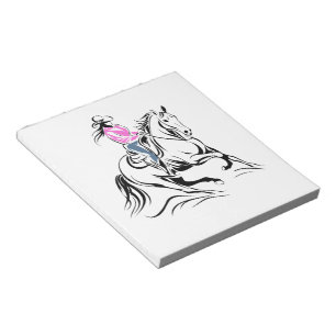 Western Cowgirl Riding Horse Illustration Notepad