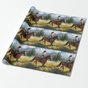 Western Cowgirl Riding Horse Wrapping Paper